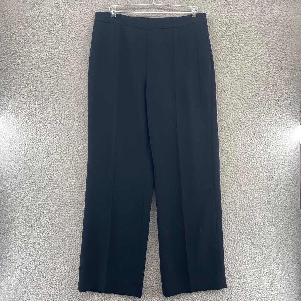 Kasper Pants Womens 12 Black Wide Leg Trousers Relaxed Formal Office Career Work